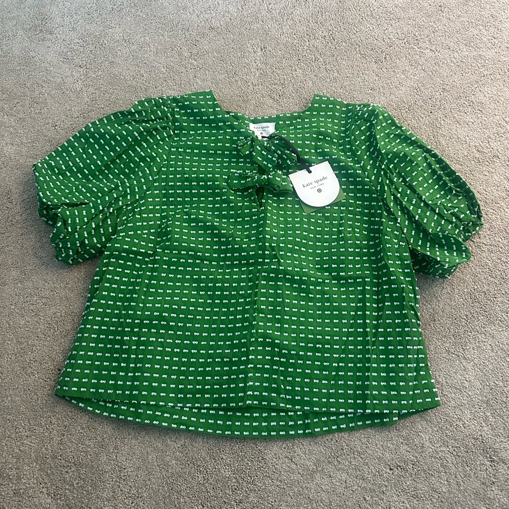 Kate Spade/Target Green Blouse with Bow Detail